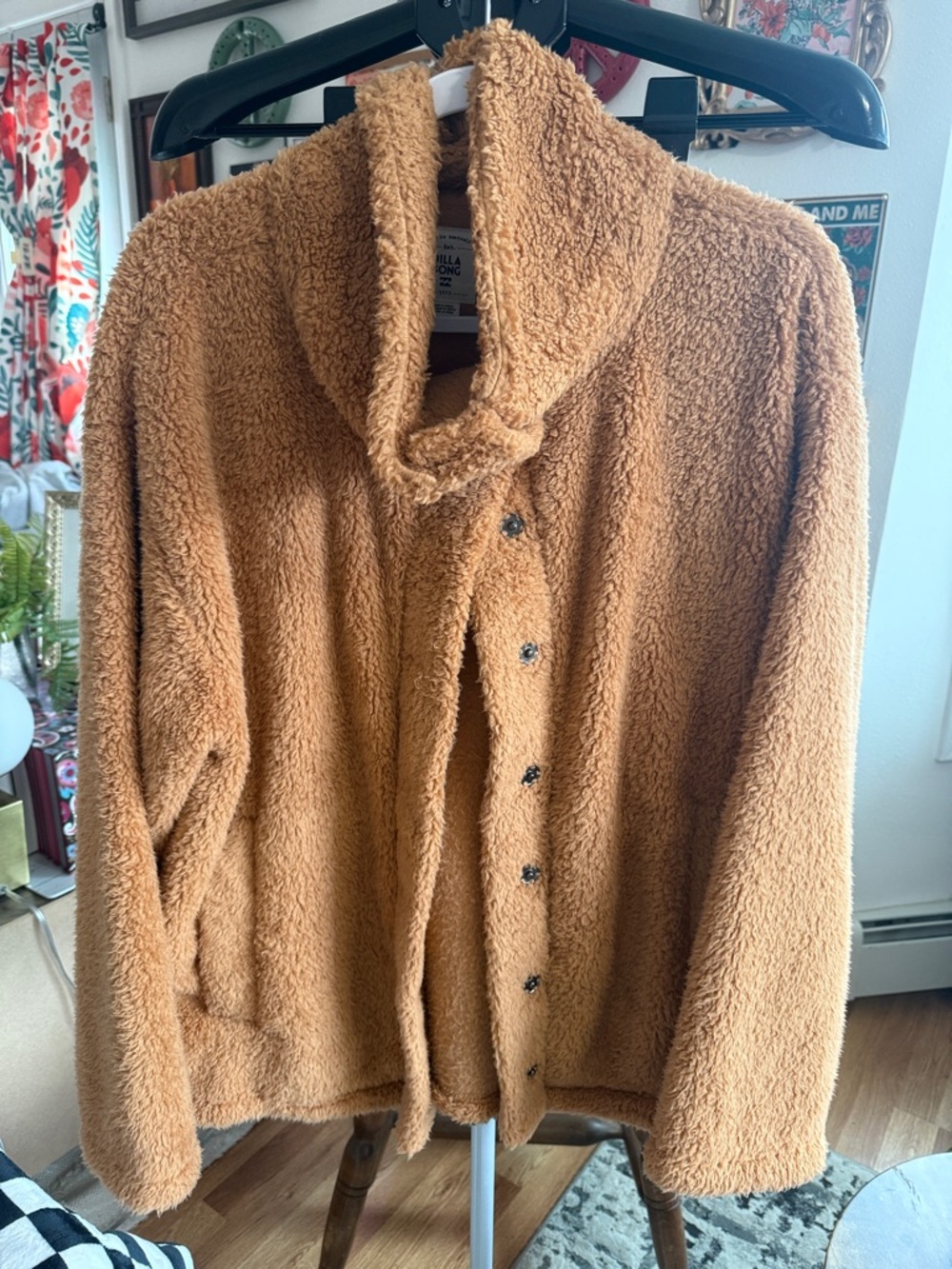 Billabong Plush Hooded Teddy Jacket - Caramel